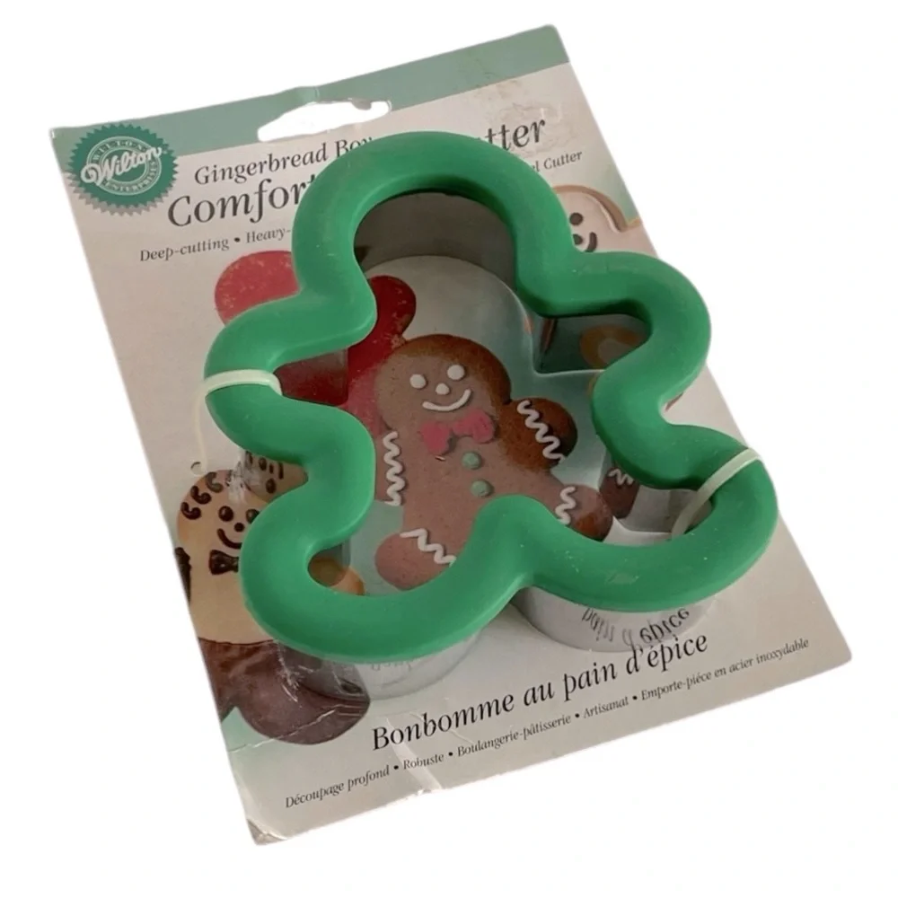 WILTON Cookie Cutter Gingerbread Boy / Ghost Comfort-Grip Oversized Green Silver
